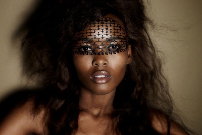 FACE LACE Sweetart Demi Veil Black